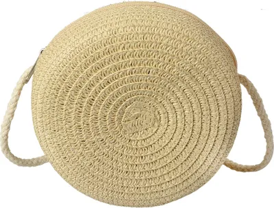Produktbild von Clayre & Eef Handtasche Ø 14x8 cm Beige Papierstroh