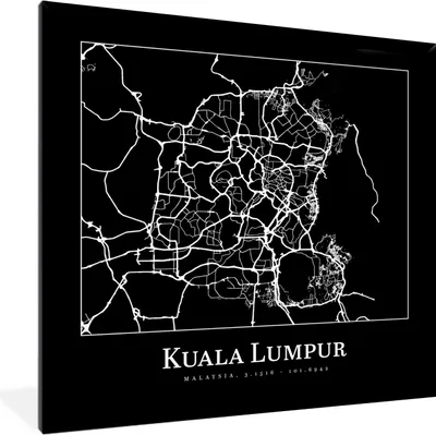 Produktbild von MuchoWow® Gerahmtes Poster Stadtplan - Kuala Lumpur - Karte 40x40 cm - Poster mit Schwarzem Bilderrahmen Wandposter Rahmen Foto Bilder - Mit Rahmen - Wanddekoration Schlafzimmer