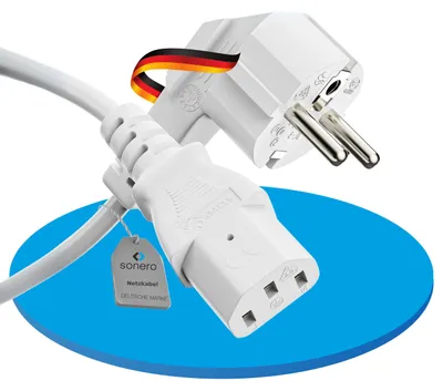 Immagine prodotto di Cavo di rete SONERO con spina di sicurezza, X-SKW-C13G-030W, 90°, bianco, 3m