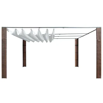 Produktbild von vidaXL Pavillon mit Dach Poly Rattan 400x400x200 cm Braun und Creme