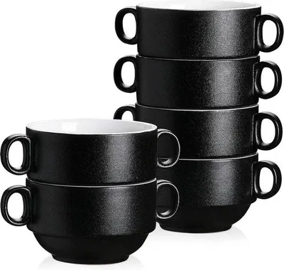 Image de Bol à soupe en céramique de 400 ml avec anse et poignée