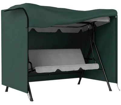 Image de Housse de protection pour hamac balancelle - 3 places - Imperméable - Résistant aux intempéries hivernales - Résistant aux UV - Tissu Oxford 600D résistant à la déchirure - Vert foncé