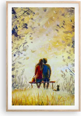 Produktbild von Gerahmtes Poster - Rahmen in heller Eiche - Liebhaber auf Bank - 61x91,5 cm - Wand Bild - Wanddeko - Wandbilder - Kunstposter - Wandposter - Bilderrahmen - Bilder - Kunstdruck - P2NPA61x91-4578