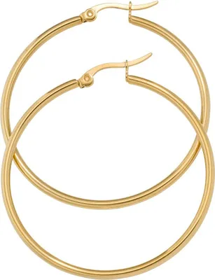 Produktbild von Paar Ohrringe Creolen 43,7mm Ohrschmuck rund Edelstahl vergoldet Damen