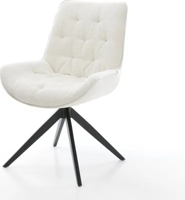 Produktbild von DELIFE Drehstuhl Taimi-Flex Bouclé Soft Beige Kreuzgestell breit Schwarz 360° drehbar Wippfunktion