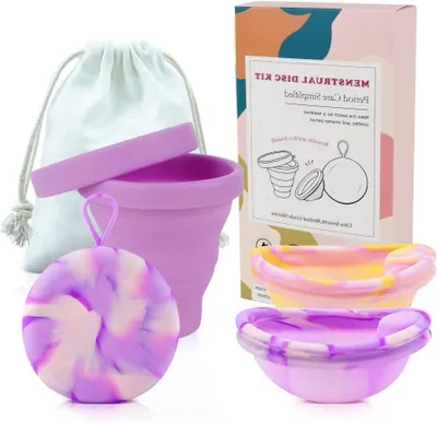 Productafbeelding van Menstruatieschijvenset voor Actieve Vrouwen - Herbruikbare Siliconen Menstruatiecups met Sterilisator en Opbergtas