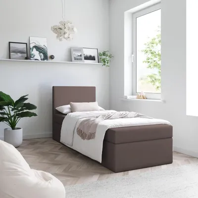 Produktbild von Bett Boxspringbett TOP MINI TOPPER VISCO , Bettkästen - Einzelbett, Stauraum, Schlafzimmer,Polsterbett (90x200, Braun - ITAKA 20)