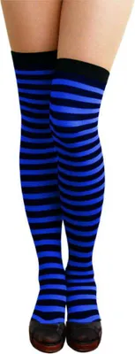 Produktbild von Oblique Unique Ringel Strumpfhose Overknee geringelt gestreift - schwarz blau