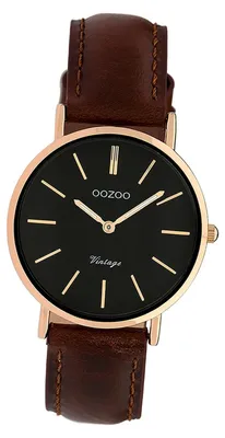 Image de Oozoo Damenuhr, série Vintage, bracelet en cuir marron, montre analogique à quartz, modèle D3UOC9839A