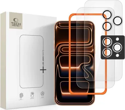 Produktbild von Tech-Protect Easy Set+ 3er-Pack gehärtetes Glas für Iphone 16 Pro Max / 17 Pro Max - Klar