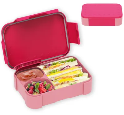 Productafbeelding van Lunchbox voor kinderen met compartimenten, 900 ml, lekvrije bento-box. Lunchbox voor kinderen, met lekvrije compartimenten, snackbox, lunchbox voor meisjes en jongens, geschikt voor de magnetron en vaatwasser (roze)