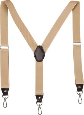 Produktbild von Elastische Hosenträger Beige Y-Form 120 cm x 3,5 cm mit Zinklegierungs-Clips