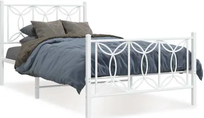 Produktbild von Möbel Bettgestell mit Kopf- und Fußteil Metall Weiß 100x200 cm - Klassische Betten 376190
