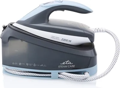 A studio shot of a steam iron station.