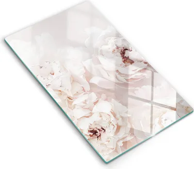 Produktbild von Glasschneideplatte - Herdabdeckplatte - 30x52 cm - Schneidebrett - Spritzschutz - Pastellpeonien