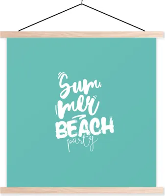 Produktbild von MuchoWow® Textilposter Sommer - Strand - Blau 60x60 cm mit holzfarbenen Rahmen - Wanddekoration