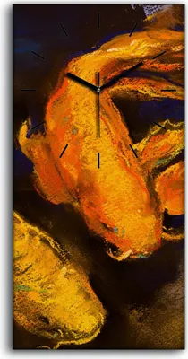Produktbild von Wanduhr Uhr Wandbild Leinwand 30x60 Gemälde Abstrakte Tier Fisch Kunst - schwarze Hände