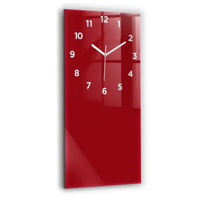 Obrázek produktu pro Wallfluent Hodiny - Obdélníkove Skleněné Nástěnné Hodiny - Tichý Křemenný Pohyb - Nástěnná Dekorace Kuchyně Ložnice - Bílé Ručičky Hodin - Číslice - 30x60 cm - červená barva