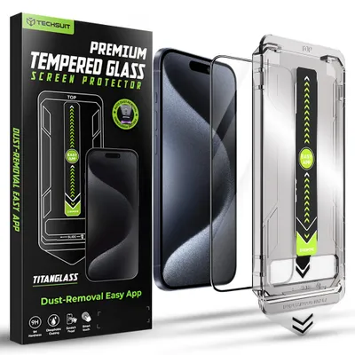Obrázek produktu pro Techsuit – TitanGlass FullCover ochranné sklo pro iPhone 15 Pro – černé