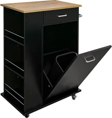 Produktbild von Kondela Klappbarer Schrank mit Vasin-Mülleimer - Schwarz / Eiche
