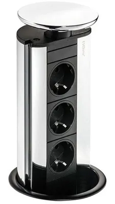 Produktbild von Naber Evoline® Port 1, Versenkbares Steckdosenelement, mit Schukosteckdose, Deckel silberfarbig 8031130
