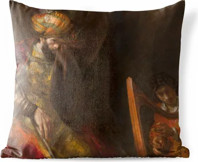 Produktbild von MuchoWow® Outdoor Kissen - Saul und David - Rembrandt van Rijn - 45x45 cm - Wetterfest - Lounge Kissen - Fotokissen - Dekoratives Kissen