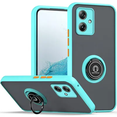 Immagine prodotto di Custodia per Motorola Moto G54 custodia traslucida opaca in TPU con supporto ad anello e supporto Blu