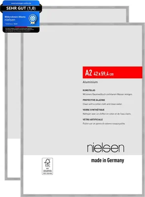 Produktbild von nielsen Bilderrahmen Atlanta (2er Set), A2 42x59,4 cm, Aluminium Struktur Silber Matt
