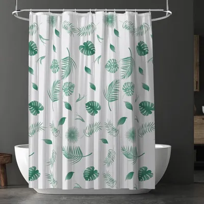 Image de Rideau de douche anti-moisissure étanche PEVA 180x180 cm 12 anneaux de rideau de douche