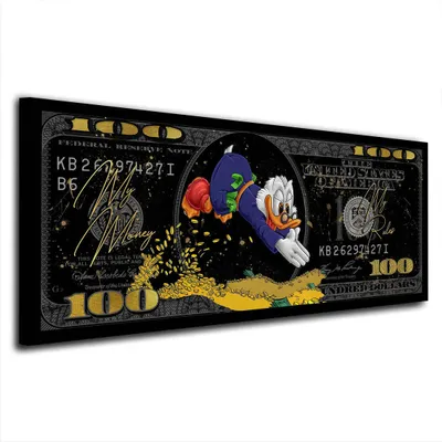 Produktbild von Comic, Dollar Duck My Money Leinwandbild Wandbild Deko Kunst XL: 50x20x2cm
