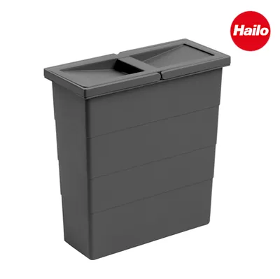 Image de Hailo Seau intérieur 1134669 avec couvercle gris foncé 320x141x350 mm 2 anses