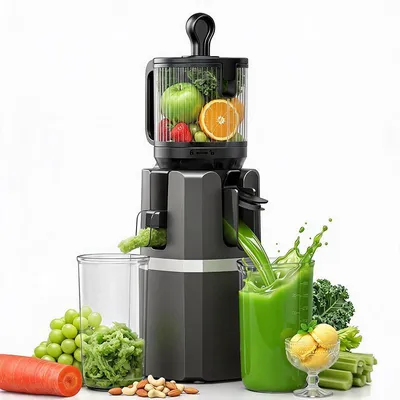 Produktbild von ZELURXX Slow Juicer 250W, Entsafter für Obst und Gemüse, Kaltpress Saftpresse für Nussdrink und Smoothies, leicht zu reinigen