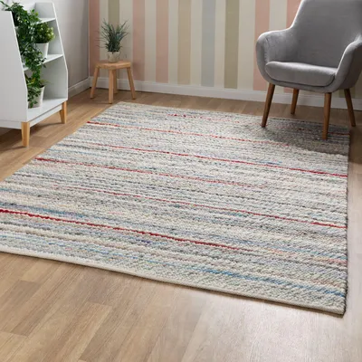 Produktbild von Steffensmeier Handwebteppich Barlo | Wolle (Schurwolle), Bunt, handgewebt, Größe: 170x230 cm Wohnzimmer und Schlafzimmer