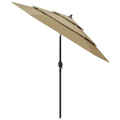 Image de vidaXL Parasol avec mât en aluminium 3 couches Taupe 2,5 m