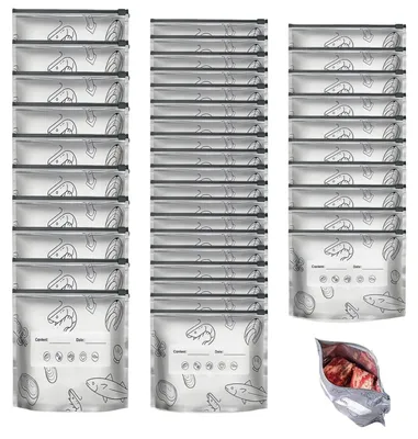 Produktbild von Aufbewahrungsbeutel Set - 40 Stück mit Reißverschluss - Aluminiumfolie Gefrierbeutel für Lebensmittel und Lunchpakete - 3 Größen