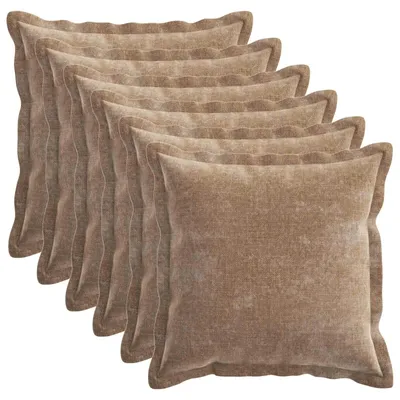 Obrázek produktu pro vidaXL Povlak na polštář, 6 kusů, barva hnědá, rozměr 30 x 30 cm, materiál: plyšová látka
