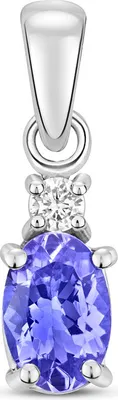 Produktbild von 9 Karat (375) Weißgold Damen - Diamant Anhänger mit Tansanit - 16mm*5mm; TRS3531