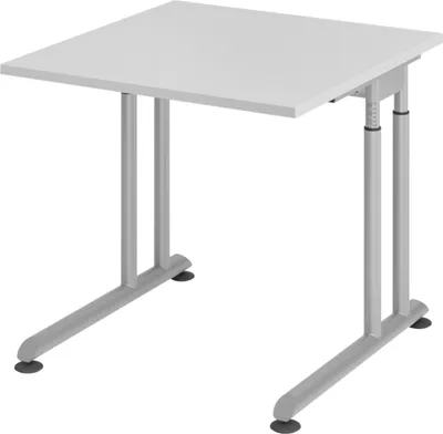 Produktbild von bümö Schreibtisch Serie-Z - Gestell: Silber, Größe:  80 x 80 cm, Nachbildung: Grau