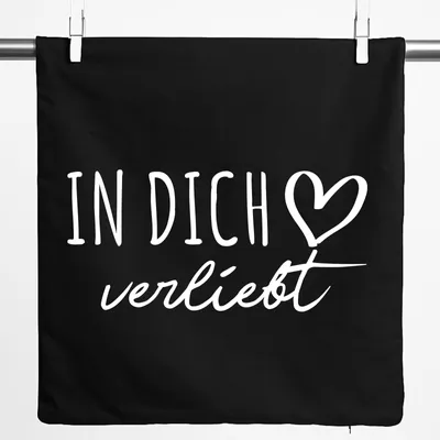 Produktbild von Huuraa Kissenbezug In dich verliebt 40x40cm Black Baumwolle Dekokissenbezug Geschenkidee