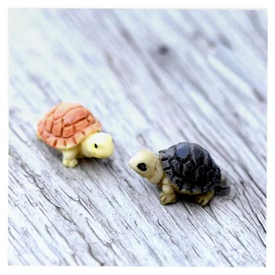 Produktbild von Miniatur-Schildkrötenstatue aus Kunstharz, 2 Stück