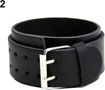 Produktbild von Verstellbares 2-lagiges Herren-Armband aus Kunstleder mit Schnalle und Manschette-Schwarz