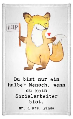 Produktbild von Mr. & Mrs. Panda Gästehandtuch Sozialarbeiter Herz - Weiß - Geschenk, Frotteetuch, Handtuch Gäste-WC, 30x50, Klein, Frotteehandtuch