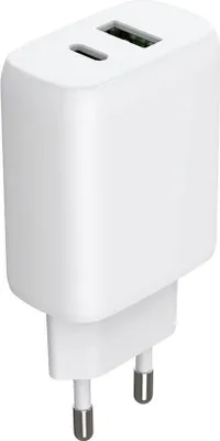 Produktbild von GEAR Ladegerät 220V 1xUSB-C + 1xUSB-A PD/PPS 30W + 18W QC Weiß