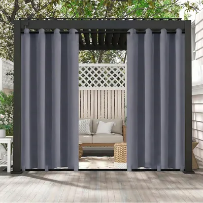 Immagine prodotto di Tende per esterni Tenda impermeabile ad occhielli per esterni Tenda antivento per terrazza a padiglione, 1 pezzo, grigio scuro, L132xH274cm