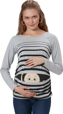 Produktbild von Umstandsshirt Langarm Guck Guck mit Motiv Schwangerschaft M.M.C.