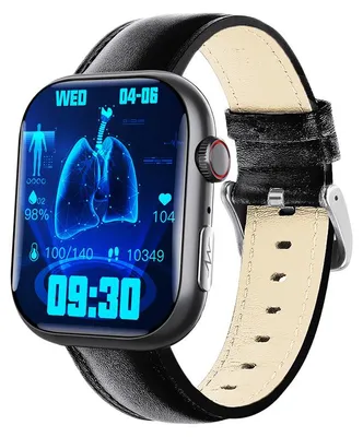 Obrázek produktu pro INF Chytré hodinky s EKG, monitorem srdečního tepu, fitness trackerem a více sportovními režimy Černý kožený řemínek