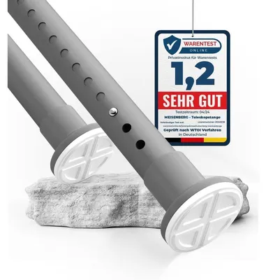 Produktbild von Teleskop-Gardinenstange Duschvorhangstange Klemmstange - 160 bis 210 cm - Edelstahl - Grau - Ø 32 mm - Ohne Bohren
