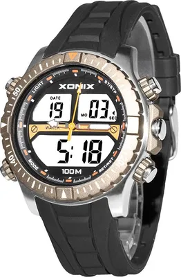 Produktbild von VE Digital Quarz Multifunktionsuhr mit Silikonarmband, 100m wasserdicht