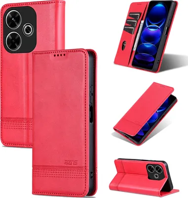 Produktbild von Leder Hülle für Xiaomi Redmi 13 4G, Klapphüllen Brieftasche Magnetverschluss Ständer Schutzhülle Rosa