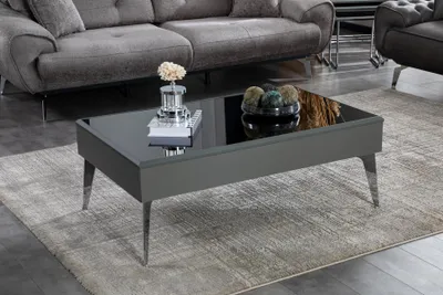 Obrázek produktu pro Konferenční stolek do obývacího pokoje, dřevo, nábytek, moderní design, barva: šedá